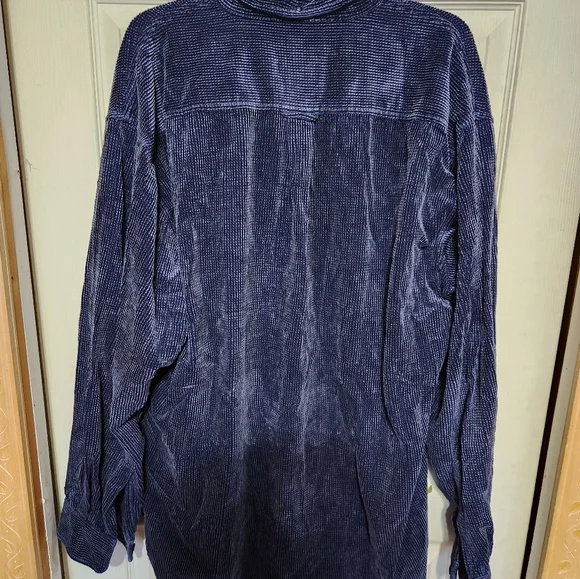 Mens Cabelas Blue Corduroy Button-Up Shirt - Picture 9 of 10